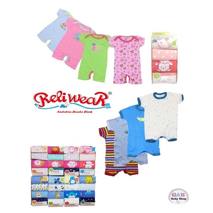 Romper Jumper Pendek Bayi 4in1/4pcs Romper Pendek Bayi Laki Laki Perempuan Reliwear