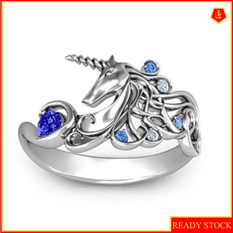 [Ready Stock]Creative Unicorn Diamond Silver Ring