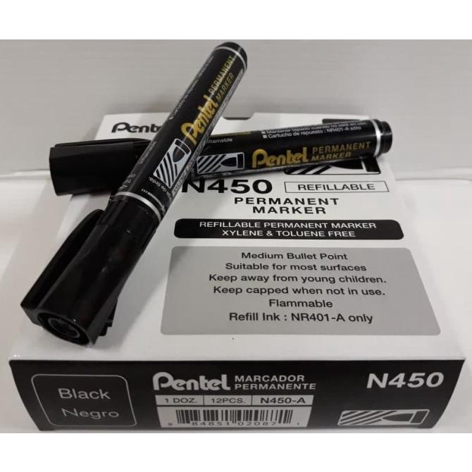 

TERBARU Spidol Pentel Permanent Marker N450 - Hitam (Pack 12 Pcs)