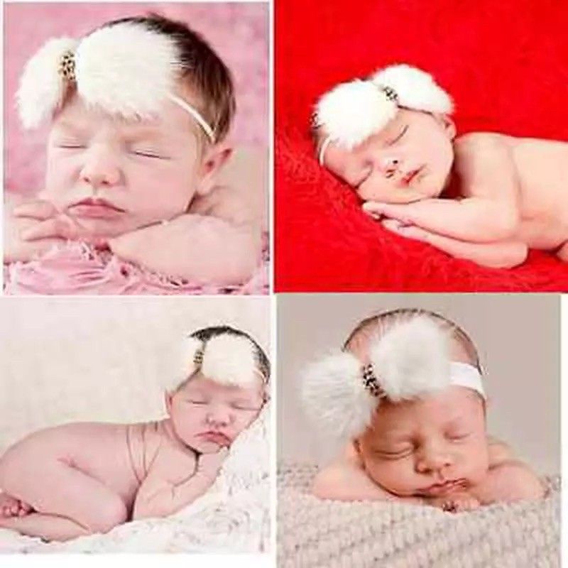 BANDANA BAYI/BANDANA BULU PUTIH/HEADBAND BABY/ACCESORIS PHOTO BABY