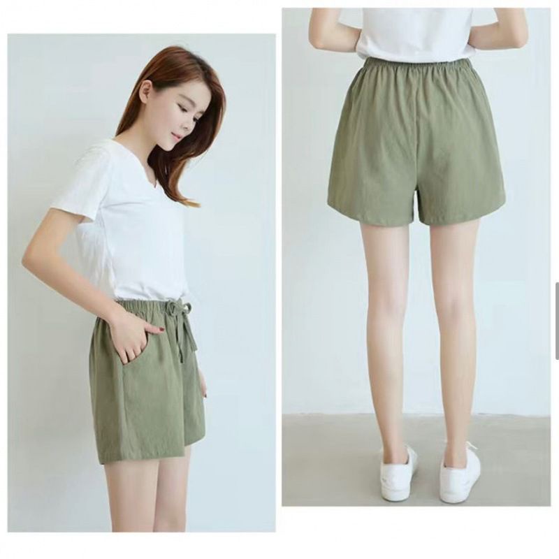 BEFAST - ZEC Celana Pendek KIQA / Solid Linen Pants / Celana Pendek Polos Wanita / Hotpants Wanita Casual / Hotpants Santai / Celana Pendek Terbaru