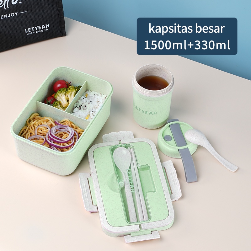 Letyeah &amp; Anantagt lunch box set bag Kotak Makan Siang Cangkir Sup Tas Bekal/Bento Portable Multifungsi Tempat Makan