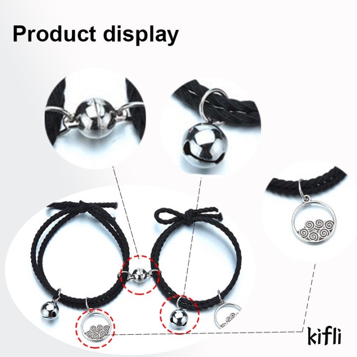 1Pasang Baru Magnetic Couple,Gelang Lonceng,Gelombang Berkat Jalinan Tangan,Tali Aksesoris Hadiah