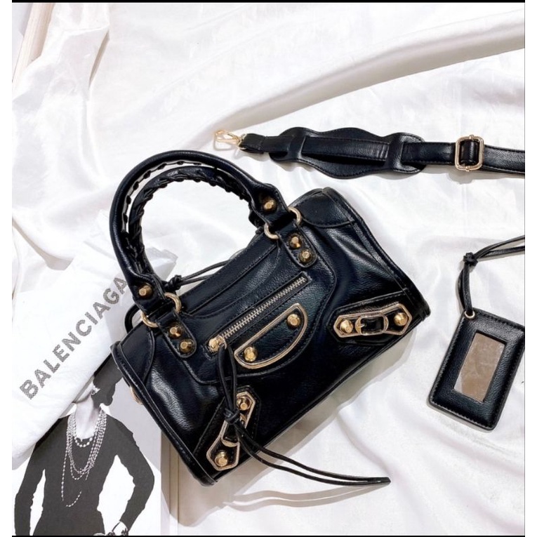 tas wanita balenciaga  edge hitam (tas selempang mini)