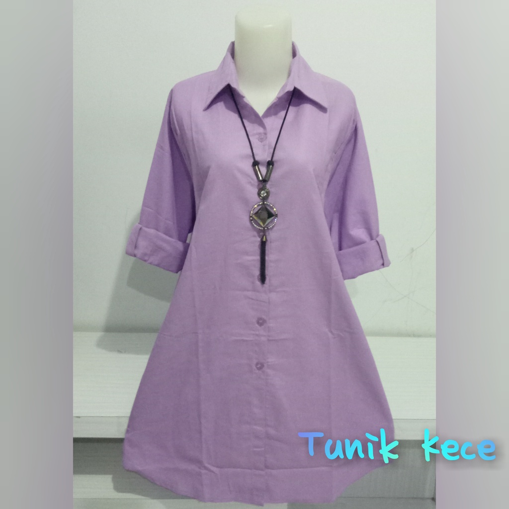 TunikKece Tunik Polos / Lengan Panjang Model polos T.095TK All Size (LD)108Cm