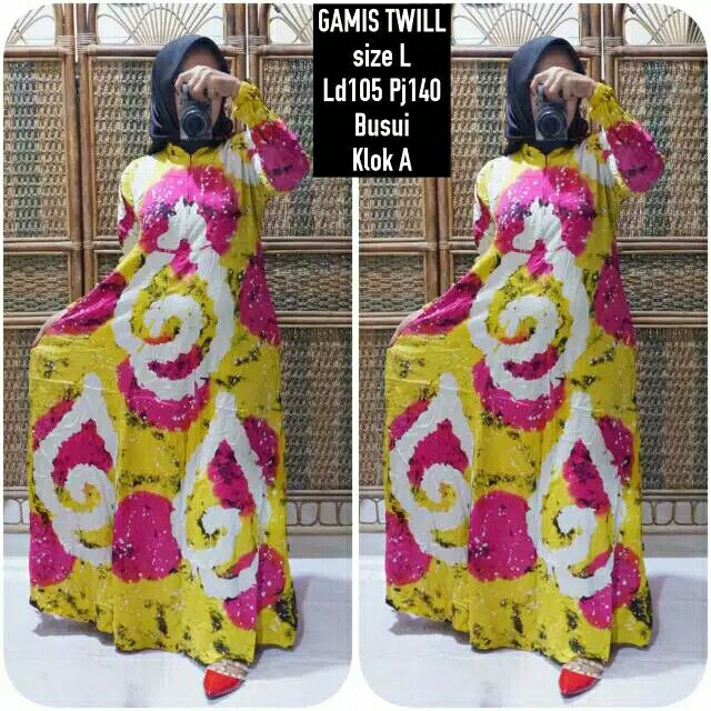 K2t-16 Gamis Twill Ori Dress  Batik Elzhaf Size M