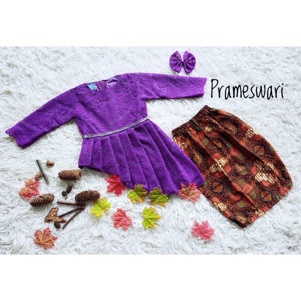 Kebaya Prameswari/Setelan  Kebaya Brukat Anak dan Dewasa/Setelan Sarimbit/Setelan Kebaya Warna Ungu 