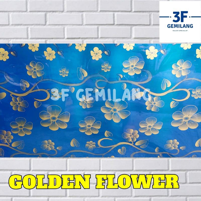 Fiber Plastik Penutup Pagar Rumah Motif GOLDEN FLOWER Bunga Emas Mewah Meteran