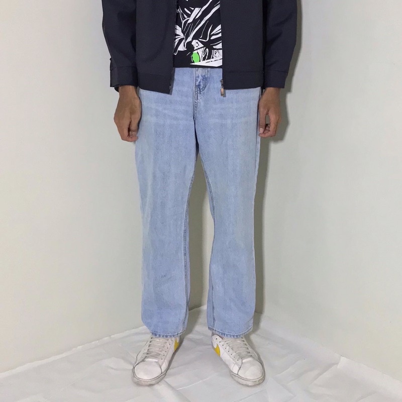 Celana jeans vintage washed blue by spao original