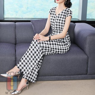  Celana  Panjang  Model One Piece Motif Kotak kotak Warna  