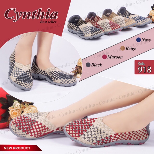 Cynthia 918 sepatu anyaman rajut wanita ORI