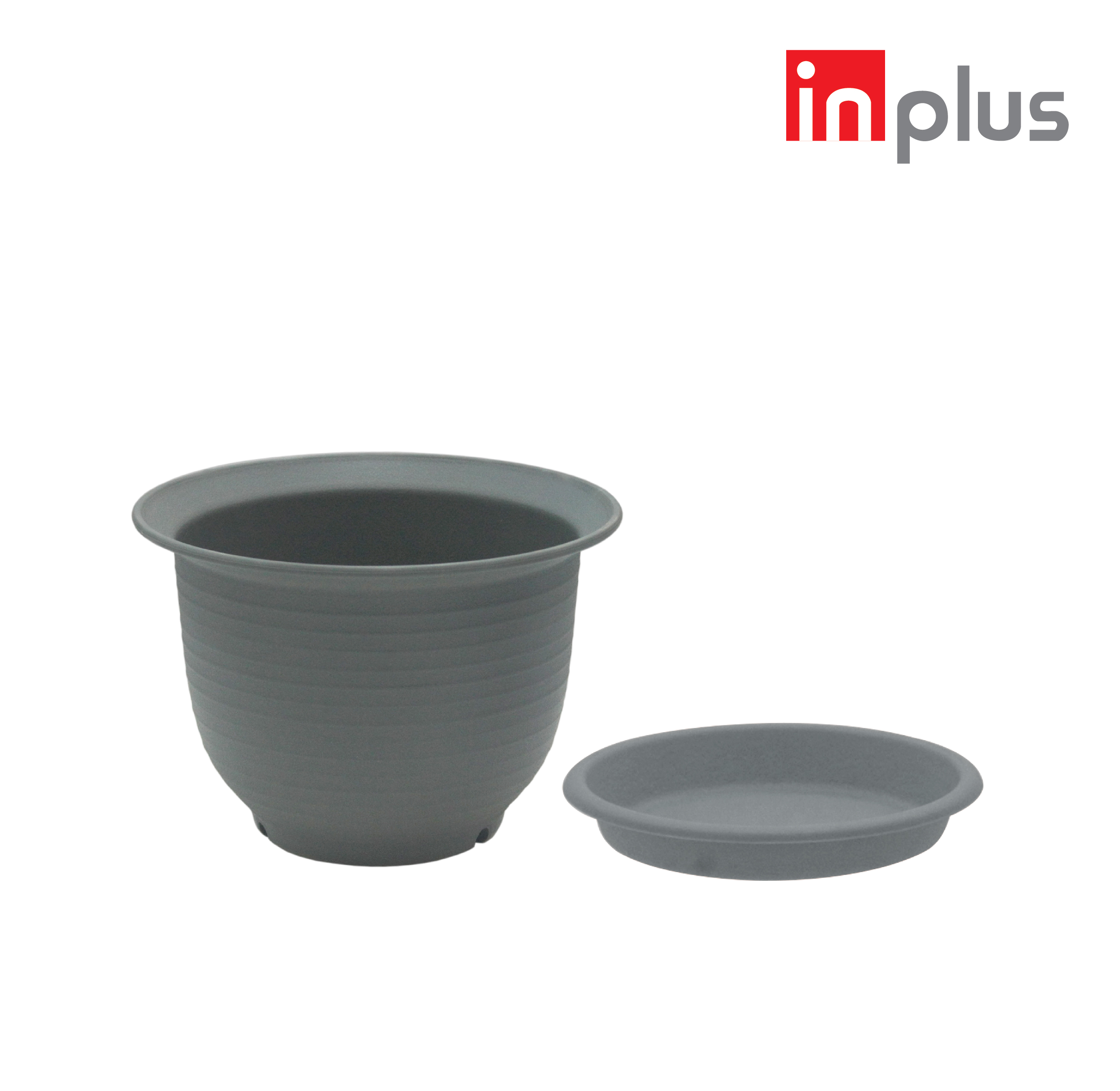INPLUS Plastic Round 7.5 Inch Flower Pot, Pot Bunga With Tray Gardening Alat Berkebun