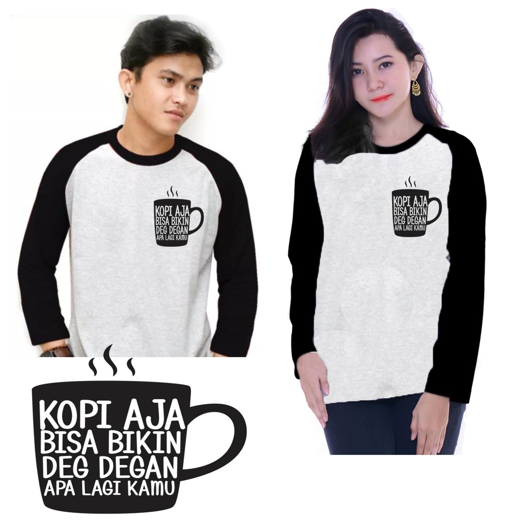 Myco | Kaos Raglan | Gambar kopi | Kaos lengan panjang | Ukuran M - L - XL - XXL