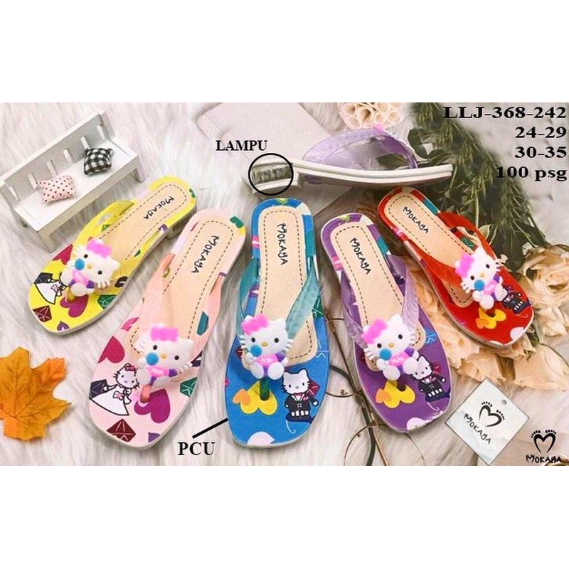 Sandal Anak Japit Lampu Hellokitty Import Mokaya 368-242