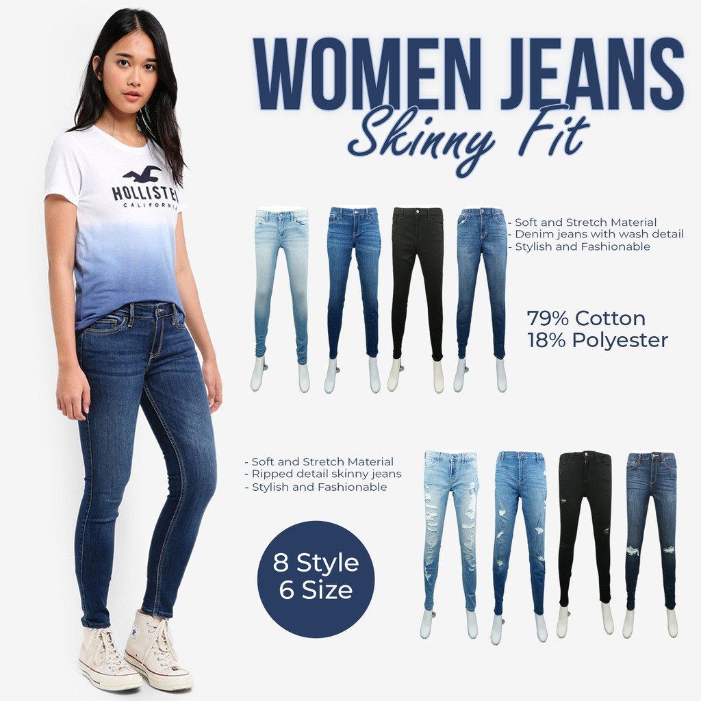 Celana Jeans HOLLISTER Wanita Skinny 