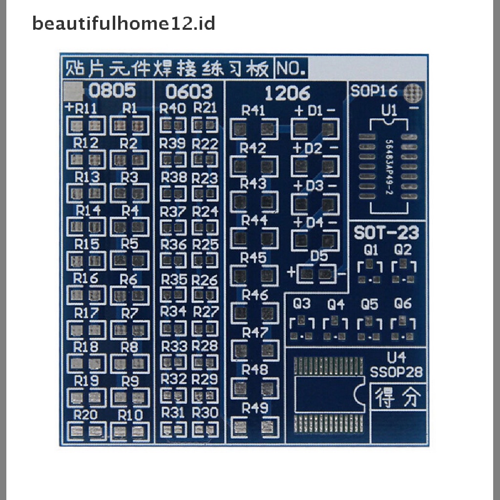 (Beautifulhome12.Id) Papan Pcb Komponen Smt Smd Untuk Latihan Solder Diy