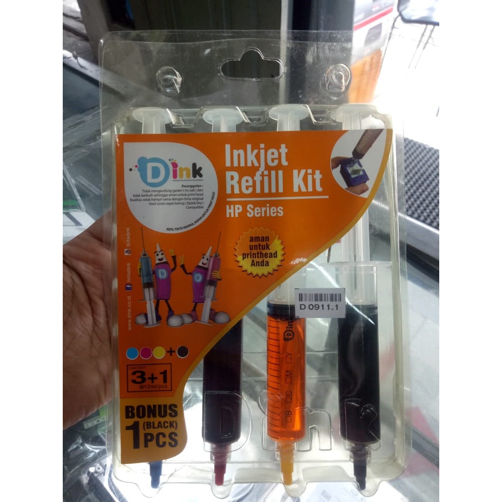 TINTA SUNTIK 4 WARNA PRINTER HP isi ulang INKJET REFILL KIT D ink