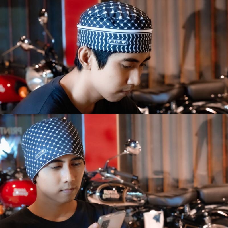 peci mesir lipat dewasa algala kopiah kupluk gaul motif terbaru murah unik viral warna hitam putih