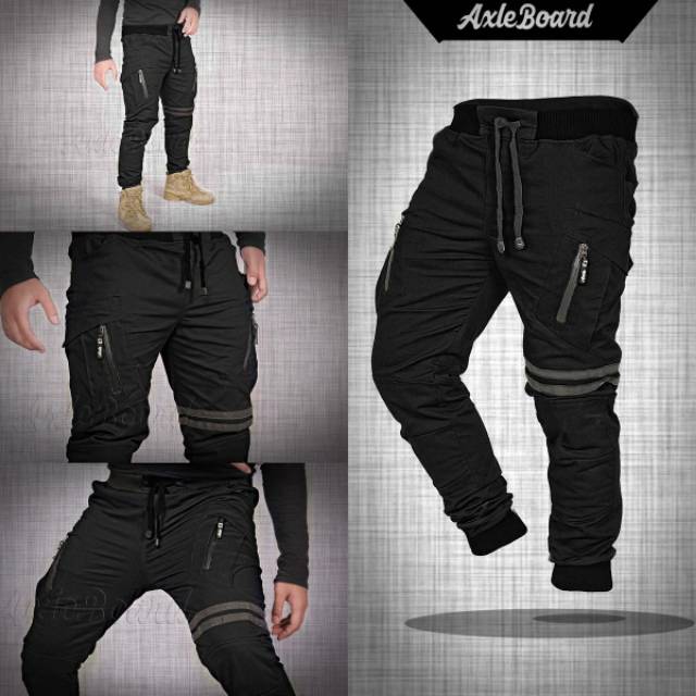 CELANA JOGGER URBAN LINE BIKER JOGGER PANTS(BLACK)
