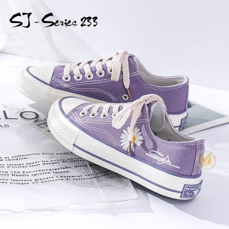 [Jwalk] Sepatu Sneakers Wanita Casual Motif Daisy ala Korea Import Kualitas Super Premium - 233