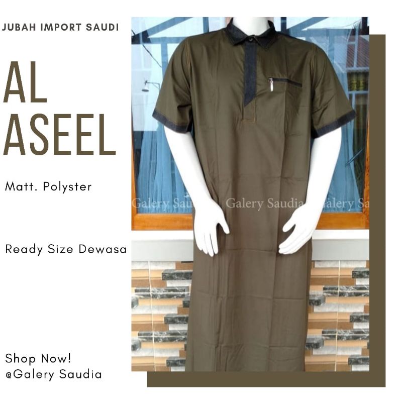 jubah Al aseel santai lengan pendek kerah kemeja utk dewasa dan remaja