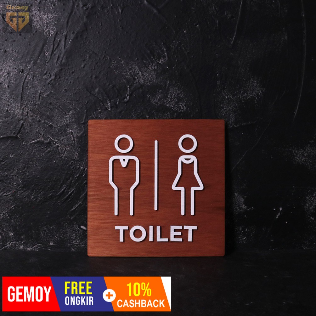 Gemoy BKIS Sign Board Kayu | Toilet | 20 x 20 cm | Papan Sign