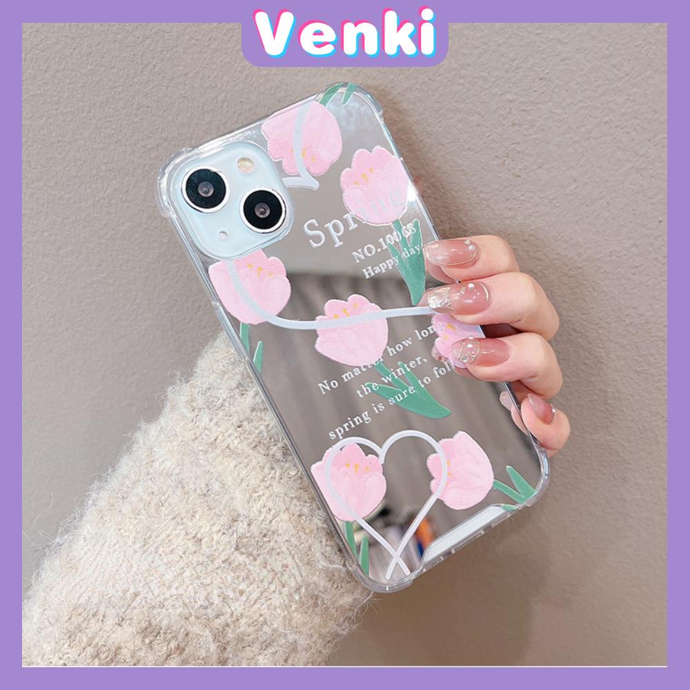 iPhone Case Acrylic Luxury Makeup Mirror Airbag Shockproof Protection Camera Pink Flowers Cute Compatible For iPhone 11 iPhone 13 Pro Max iPhone 12 Pro Max iPhone 7 Plus iPhone xr