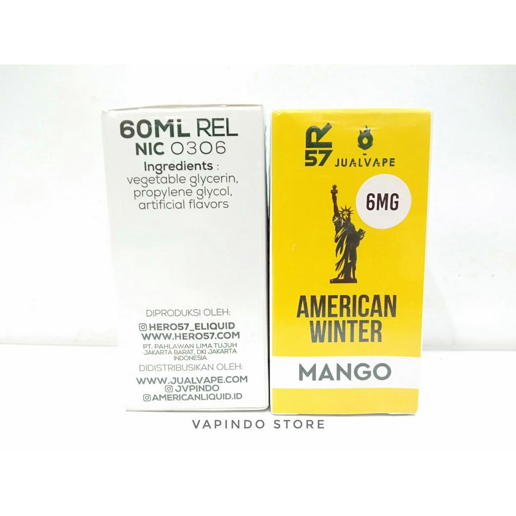 NIC 6MG AMERICAN WINTER MANGO 60ML BY HERO57 X JVP LIQUID