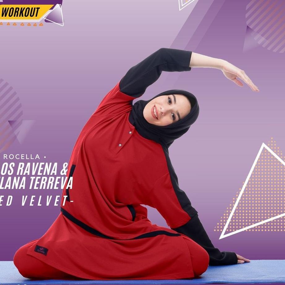 ✻ Setelan Yoga Muslimah/Setelan Olahraga Muslimah/Setelan Senam Muslimah/Rocella Kaos Ravena Terreva