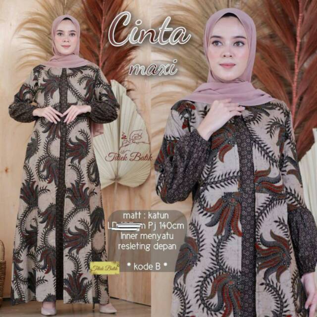 Gamis Batik Rempel Maxi Dress Jumbo Baju Wanita Pakaian Muslim Murah Bahan Katun Batik Pekalongan