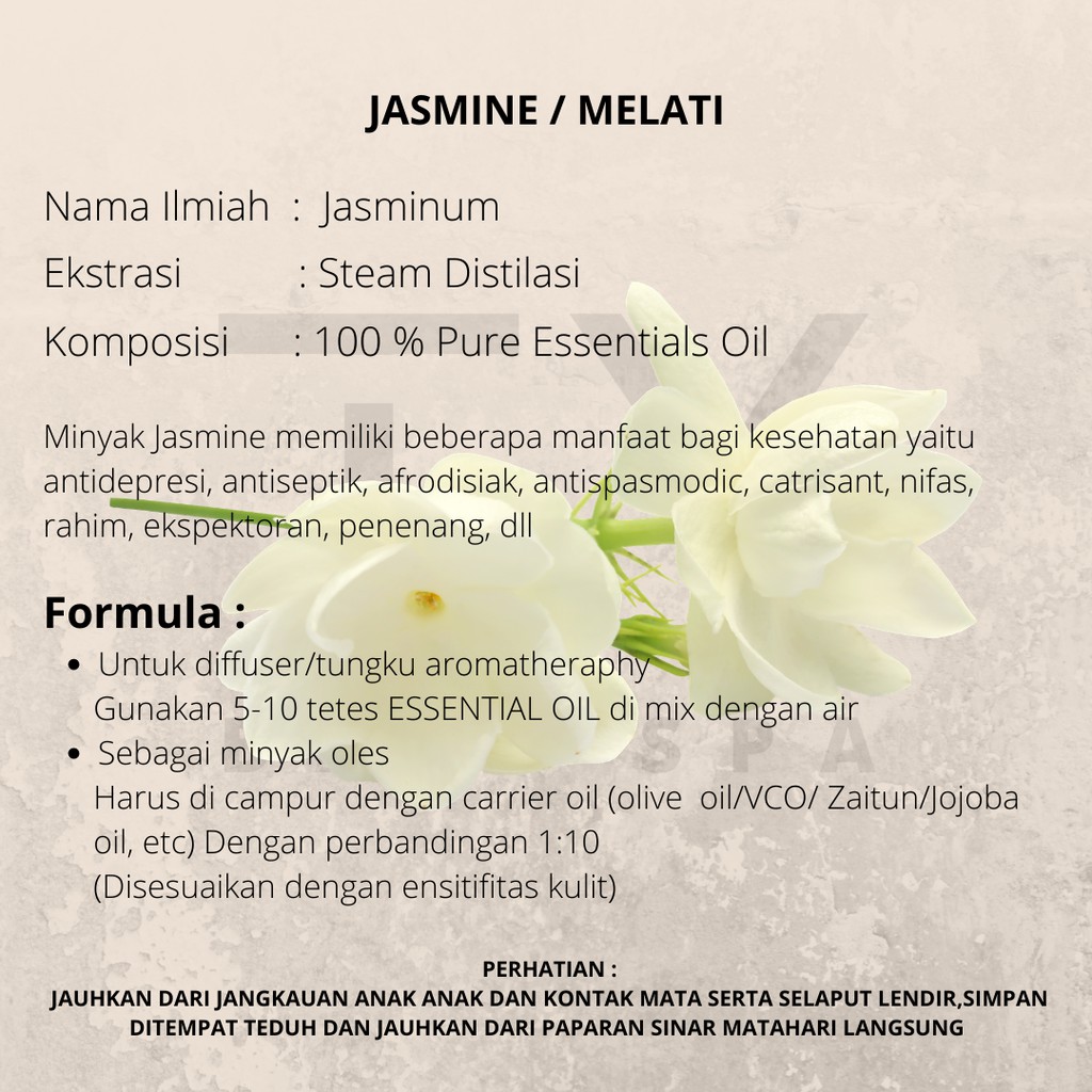 Pengharum ruangan minyak esensial oil burner / Aromaterapi / Minyak Atsiri Jasmine / Melati