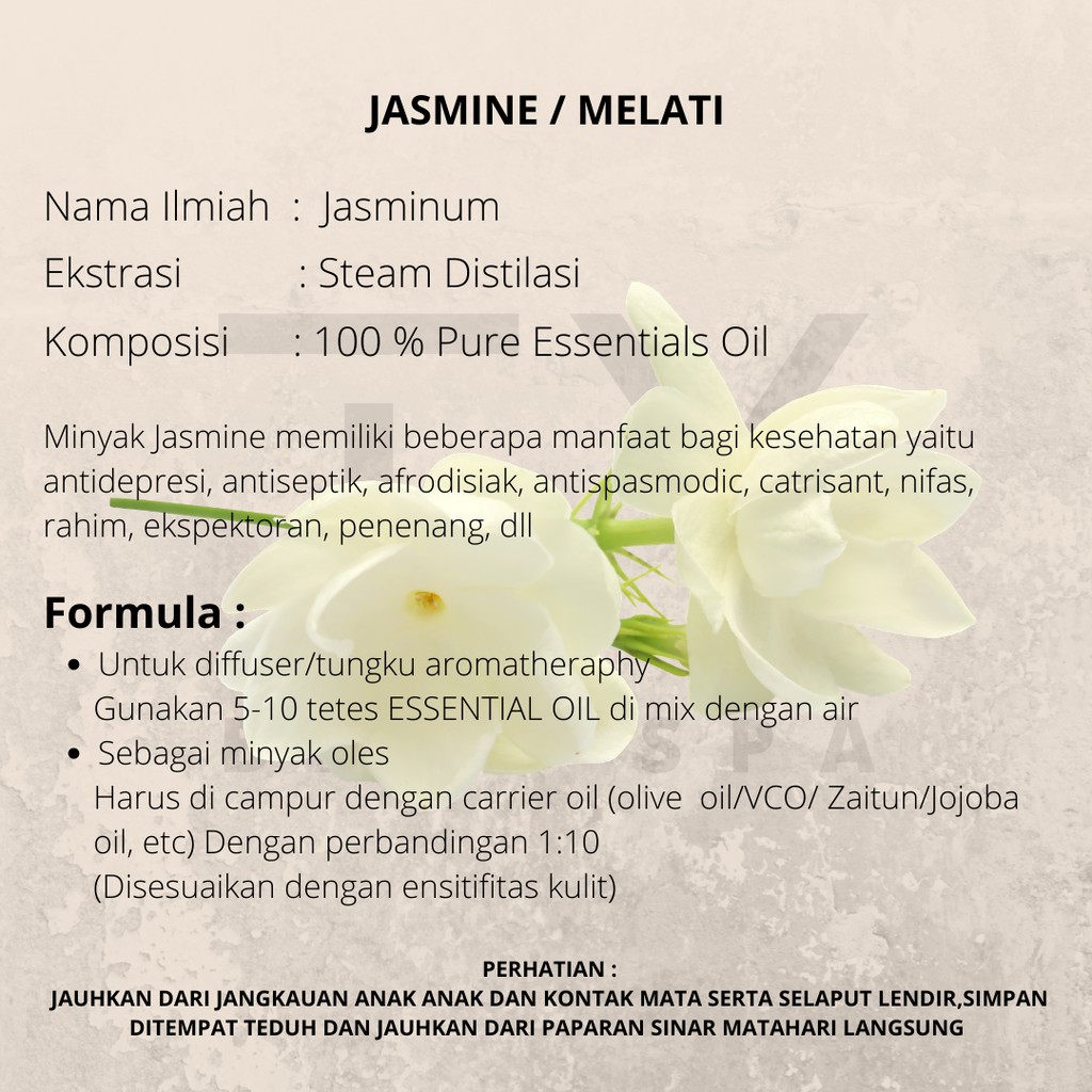 Pengharum ruangan minyak esensial oil burner / Aromaterapi / Minyak Atsiri Jasmine / Melati