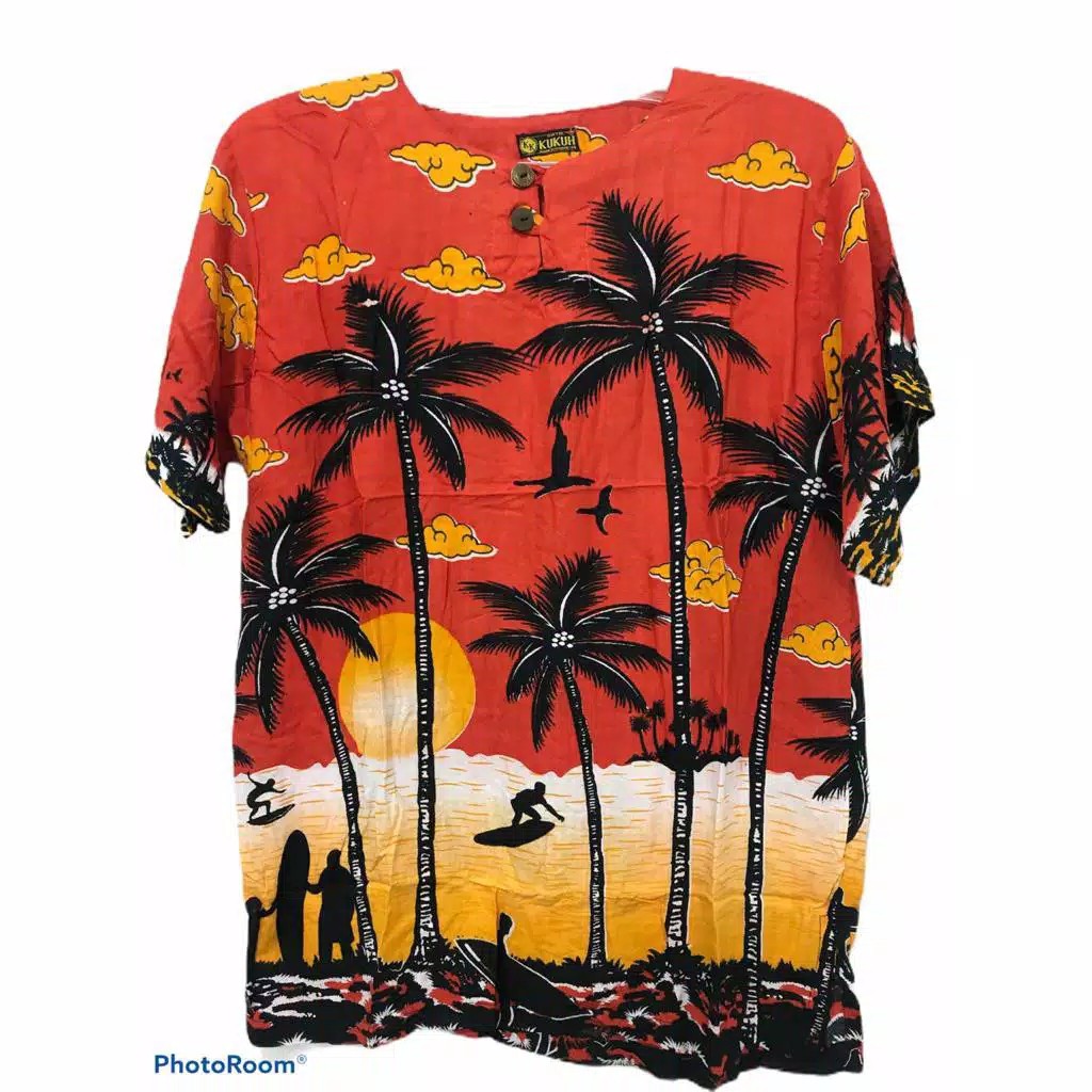 Kaos Pantai Hawaii Motif Kelapa Unisex