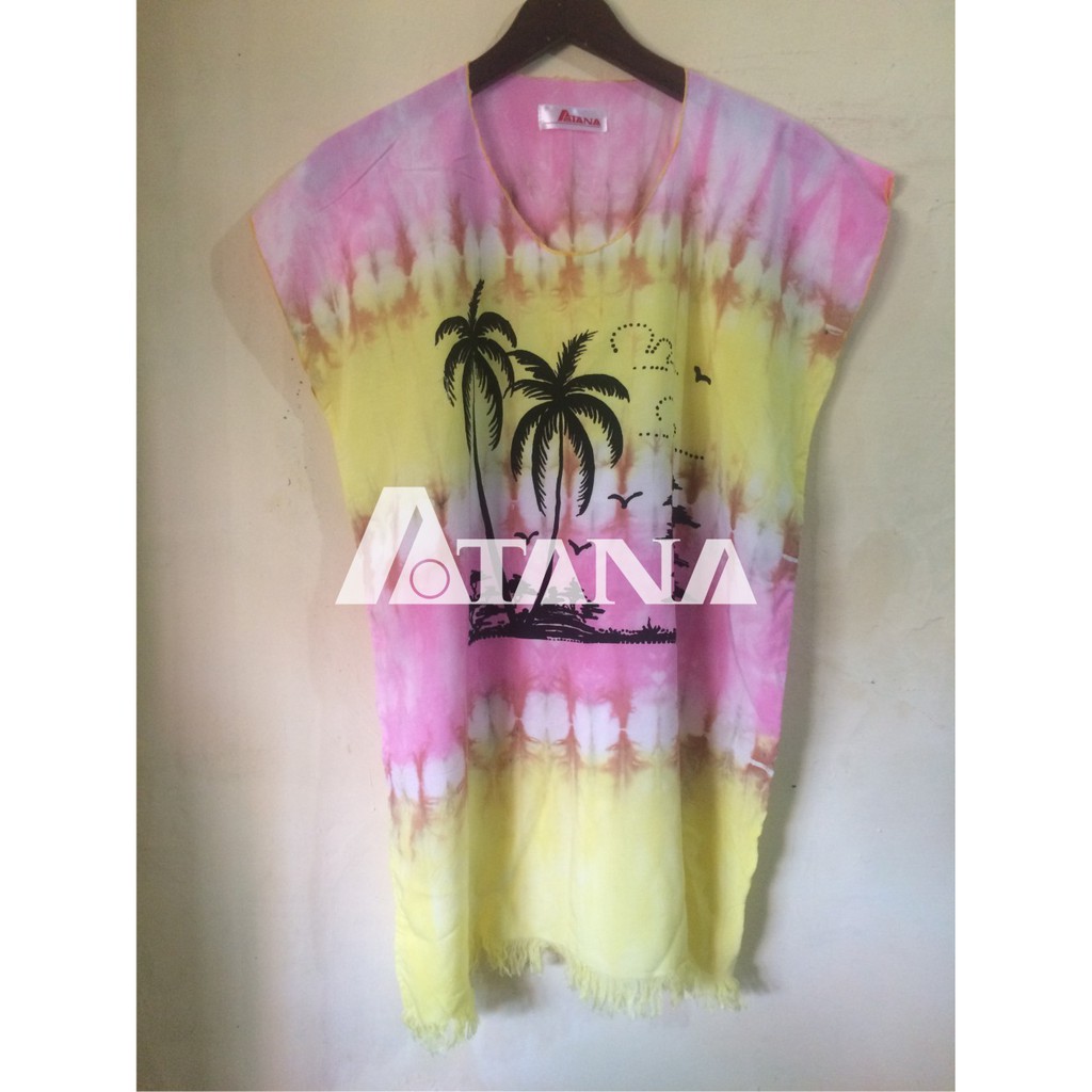 Kaos Rumbai Motif Pantai Salur Warna Pink All Size