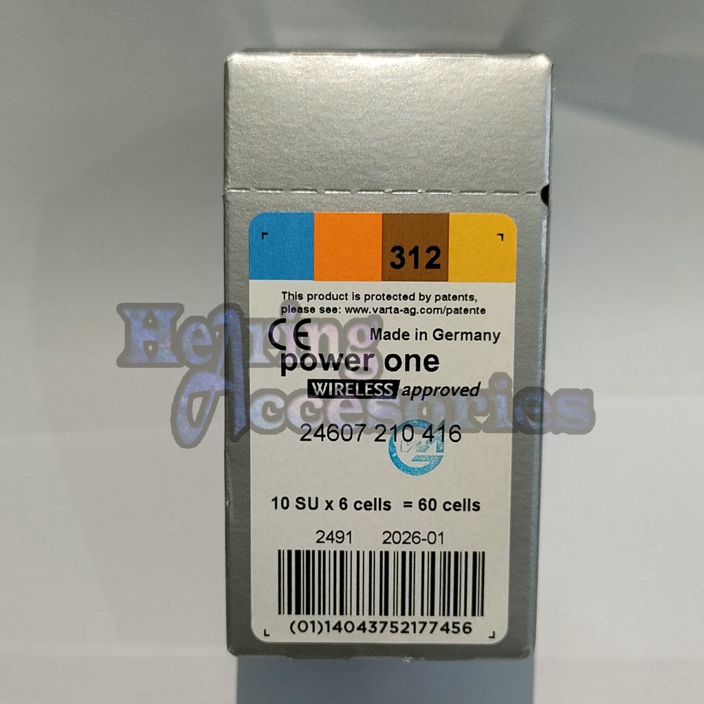 Baterai Alat Bantu Dengar Hearing Aid Battery PowerOne 312 (P312) Mercury-Free