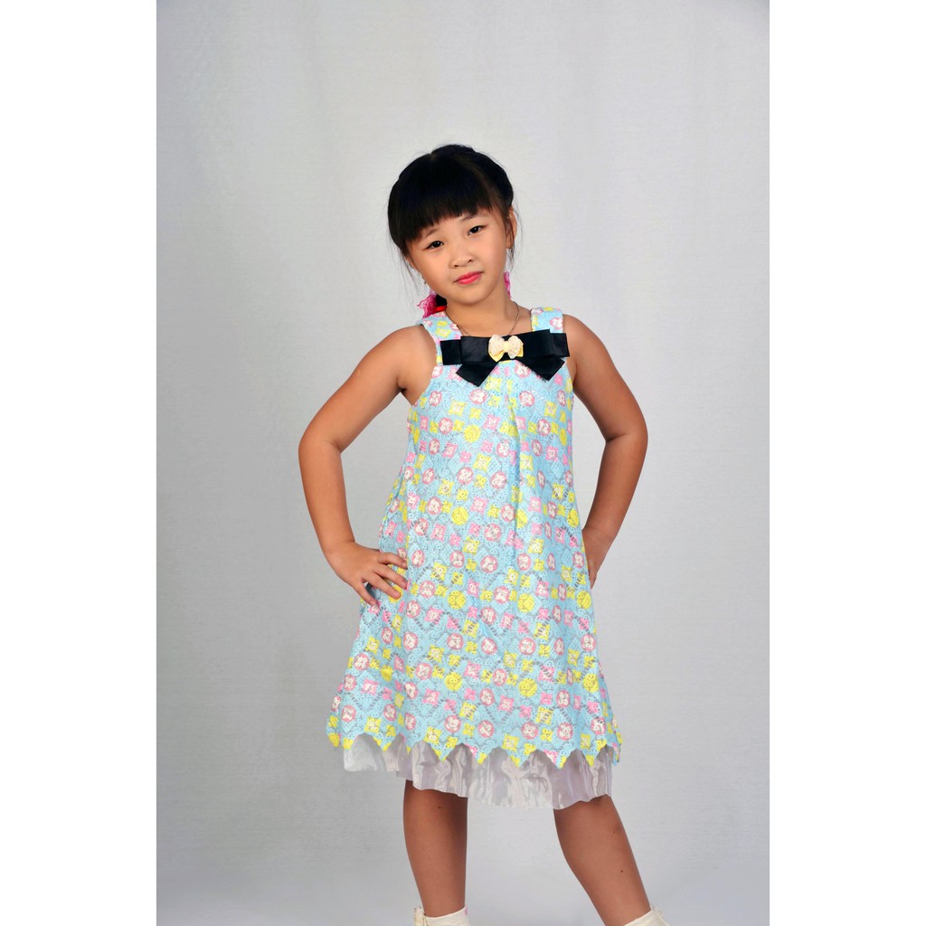 Dress Fashion Casual Anak Perempuan Bahan Brukat Printing Import Premium