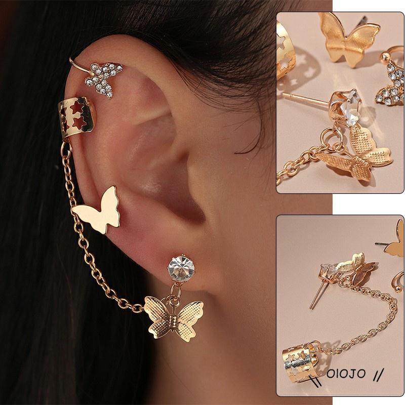 Butterfly Anting Klip Desain Kupu-Kupu Bahan Alloy Gaya Simple ol2