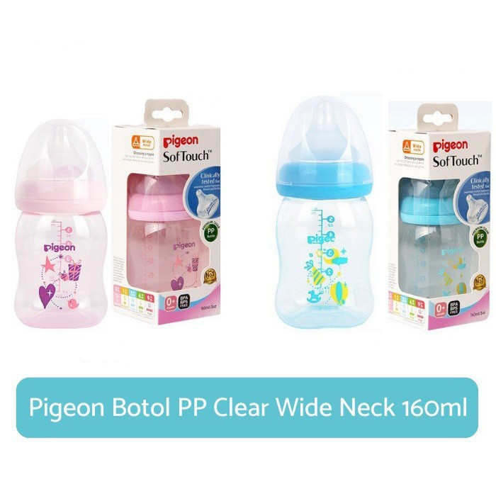 Pigeon Botol PP Clear Wide Neck 160 ml / Botol Susu Bayi