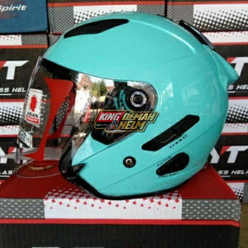 HELM KYT GALAXY FLAT R AQUA BLUE HELM DOUBLE VISOR ORIGINAL KYT