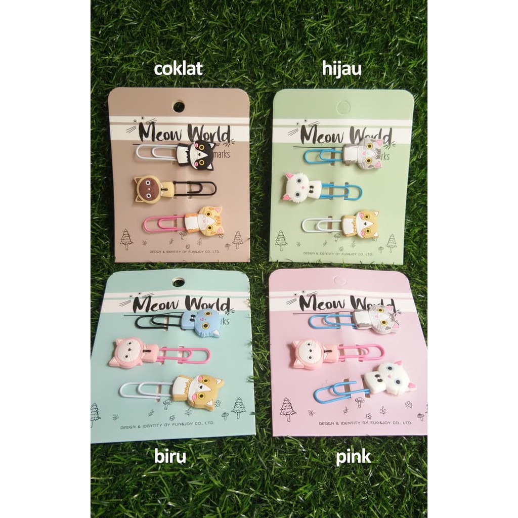 

Pembatas Buku / Bookmark Clip / Klip Buku Lucu - Meow World