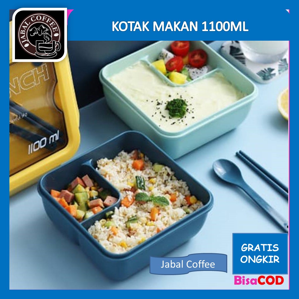 Tempat Makan Lunch Box BPA FREE 228 Wheat Straw Jerami / Makan Transparant Bento Box Ukuran 1100 ml