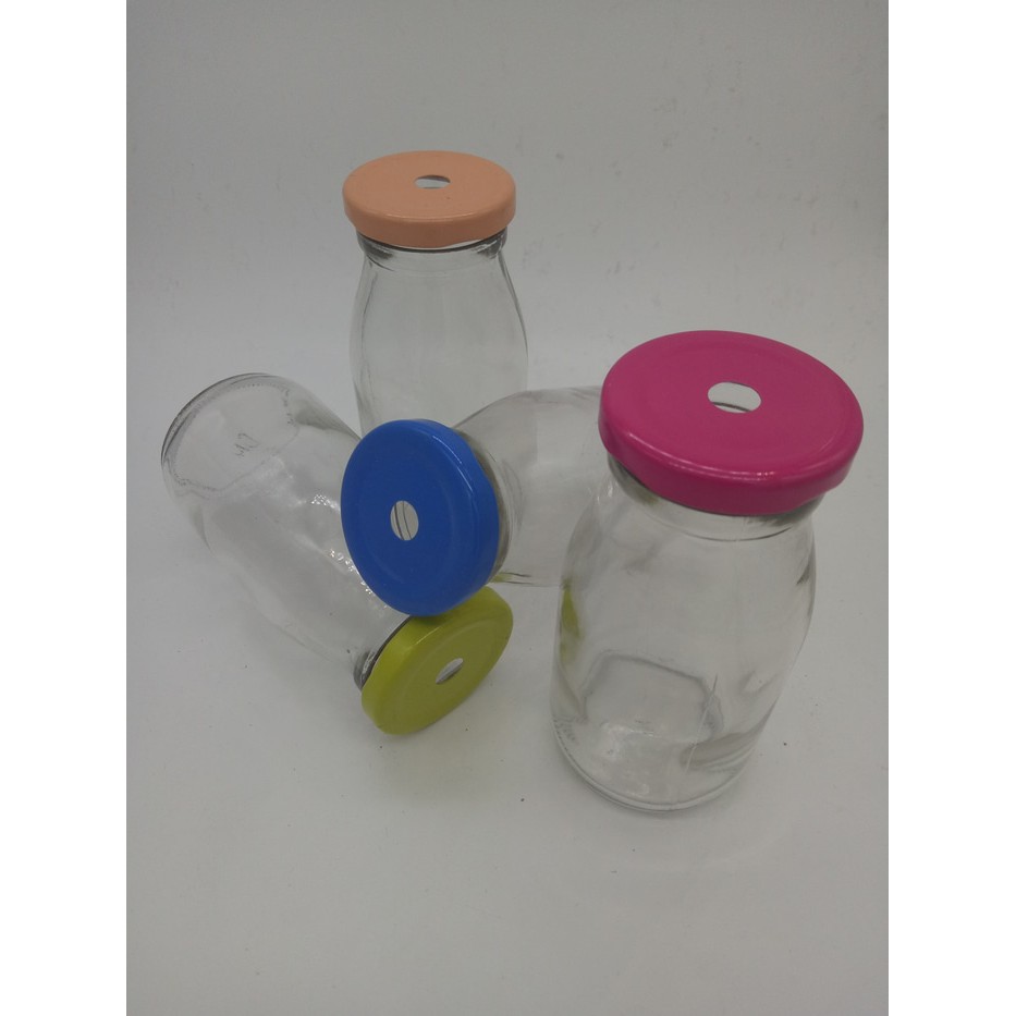 Botol Jar Toples Kaca (TINGGI) 200ML LUBANG: Puding Selai Susu Yoghurt