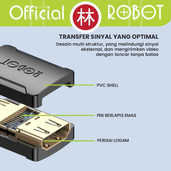 ROBOT RHH10 Adapter Ekstensi Kabel HDMI Female to Female 4K HD