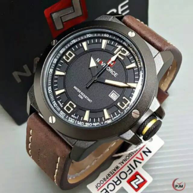 Jam tangan pria naviforce original tali kulit keren