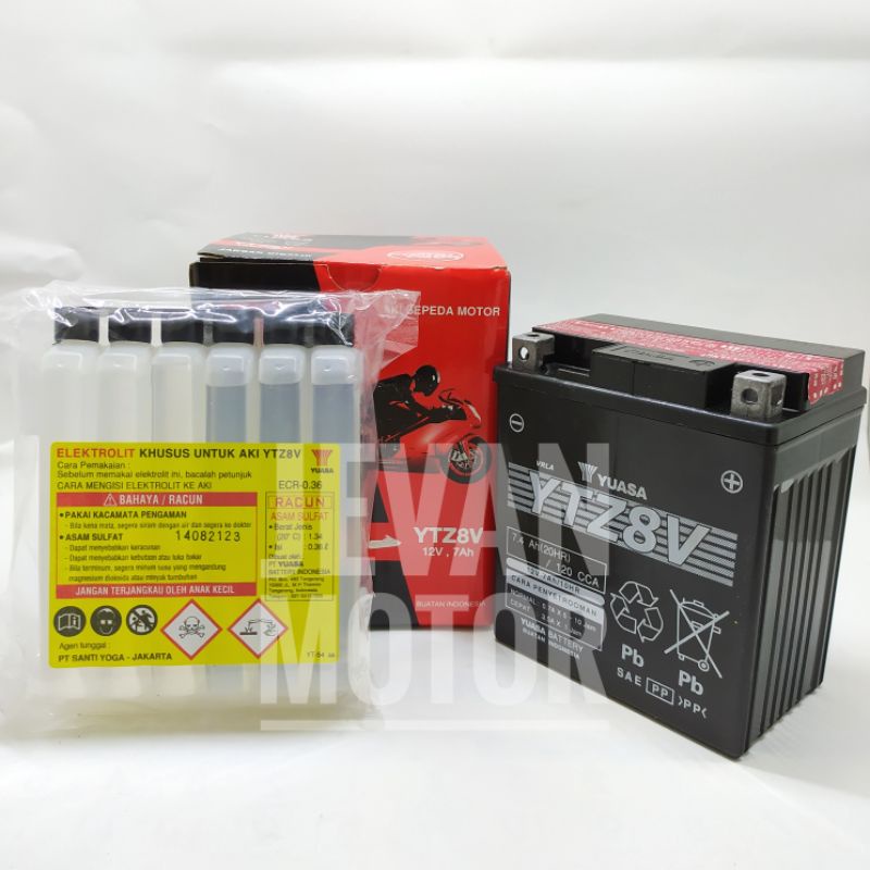 [JEVAN MOTOR] Yuasa Battery YTZ8V / Accu Yuasa YTZ8V / Aki YTZ8V / Aki Kering Motor CBR 250, KLX 250