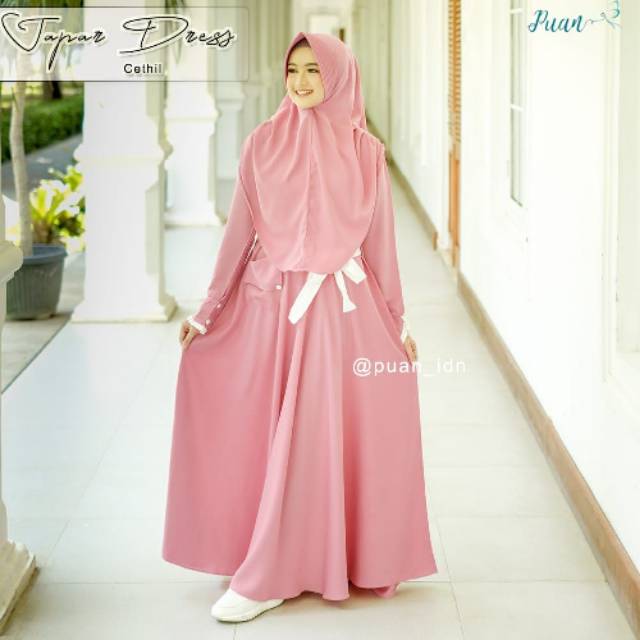 JAPAR DRESS BY PUAN @PUAN_IDN GAMIS PINK UNGU ABU MUSTARD PEACH