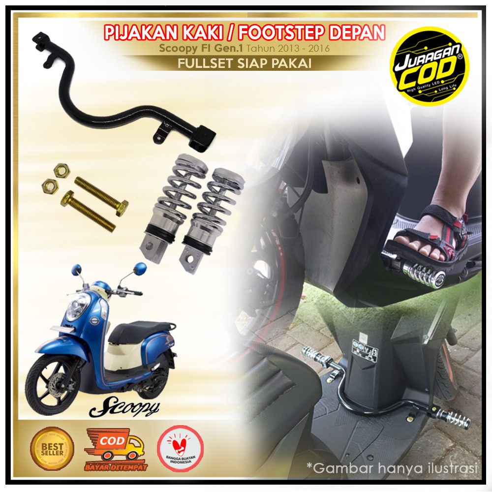 Pijakan Kaki Bastep Footstep Depan Spiral Ulir Honda Scoopy Esp Fi 2013 2016 Fullset Siap Pakai Shopee Indonesia