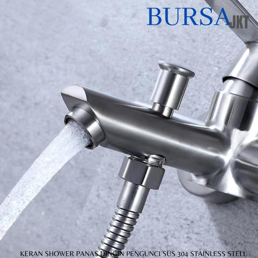 KRAN SHOWER AIR PANAS DINGIN WALL MOUNTED FAUCET CHROME SUS304 STAINLESS ANTI KARAT + LOCK KERAN