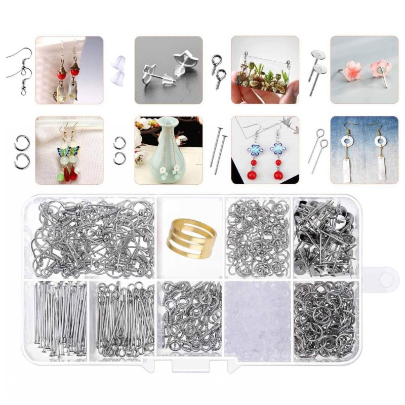 SIY  1 Set Crystal Epoxy Resin Mold Kit Earring Pendants Silicone Mould with Earring Hooks Jump Rings DIY Crafts Jewelry Making Material