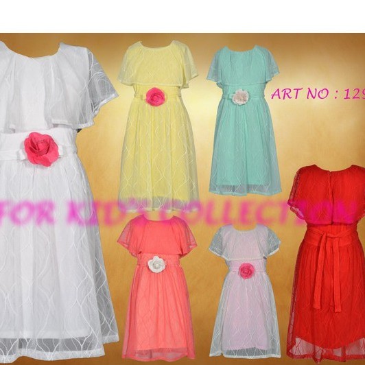 Dress Fashion Casual Anak Perempuan Motif Brukat Halus Import